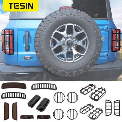 TESIN ABS Car Light Protection Cover For Ford Bronco  Up Taillight Headlight Turn Signals High Brake Lamp Hoods