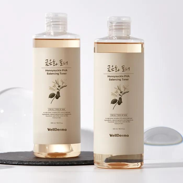 Welderma Gold and Silver Flower Paha Balancing Toner 500ml & Multi-Use Pad 70 Sheets Gift SET