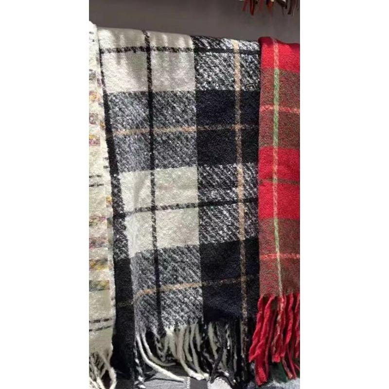 Plaid Student Scarf for Women Autumn and Winter Korean Version Versatile Plaid Contrast Color Imitation Cashmere Autumn and Winter Long Shawl