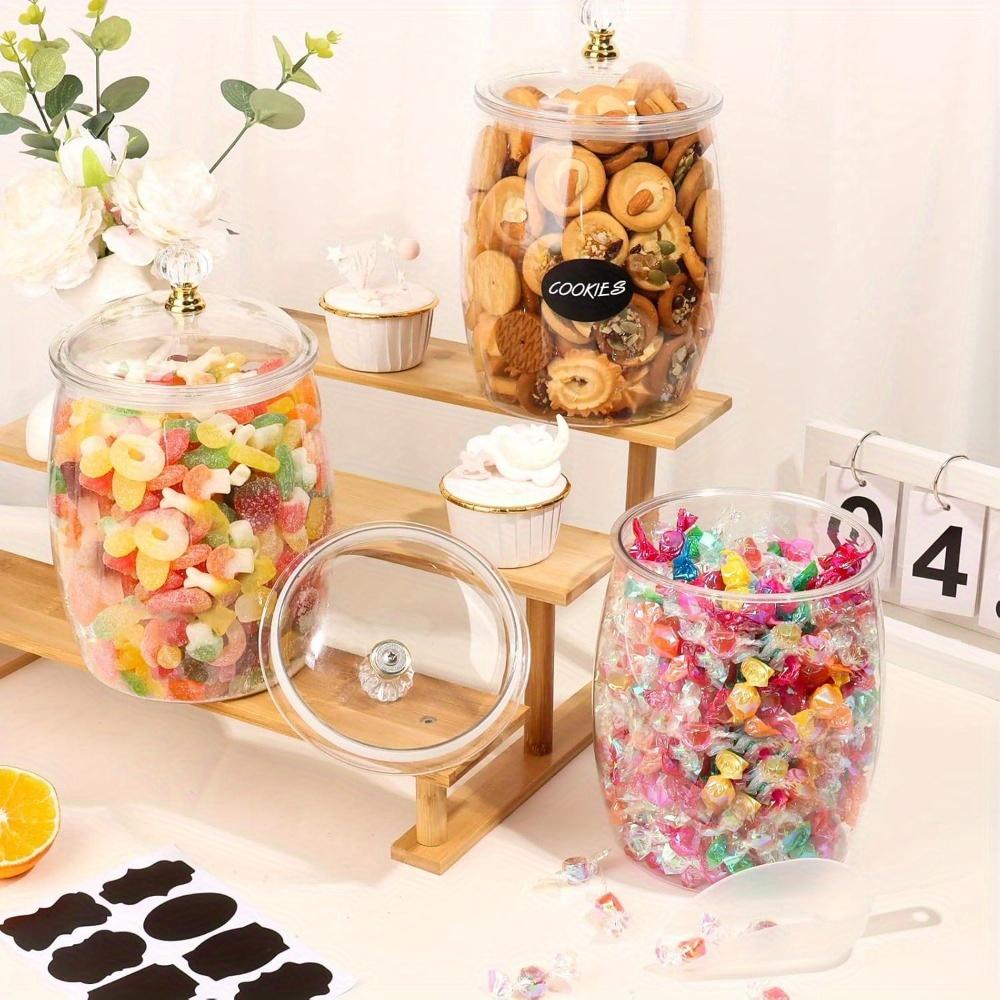 2pcs Candy Jars With Lids&Spoons 1/ 2Gallon Clear Plastic Cookie Container Large Airtight Apothecary Storage