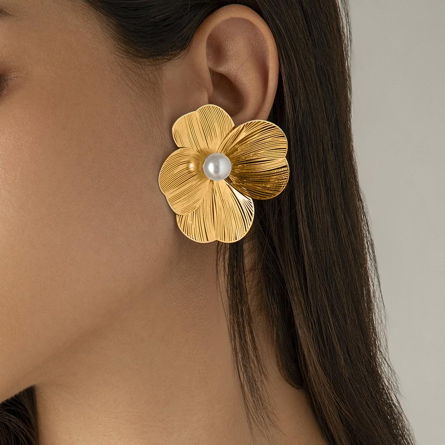 

Ingemark Punk Vintage Metal Petal Flower Stud Earrings Women Girls Trend 2024 Goth Geometric Piercing Earring Jewelry Steampunk