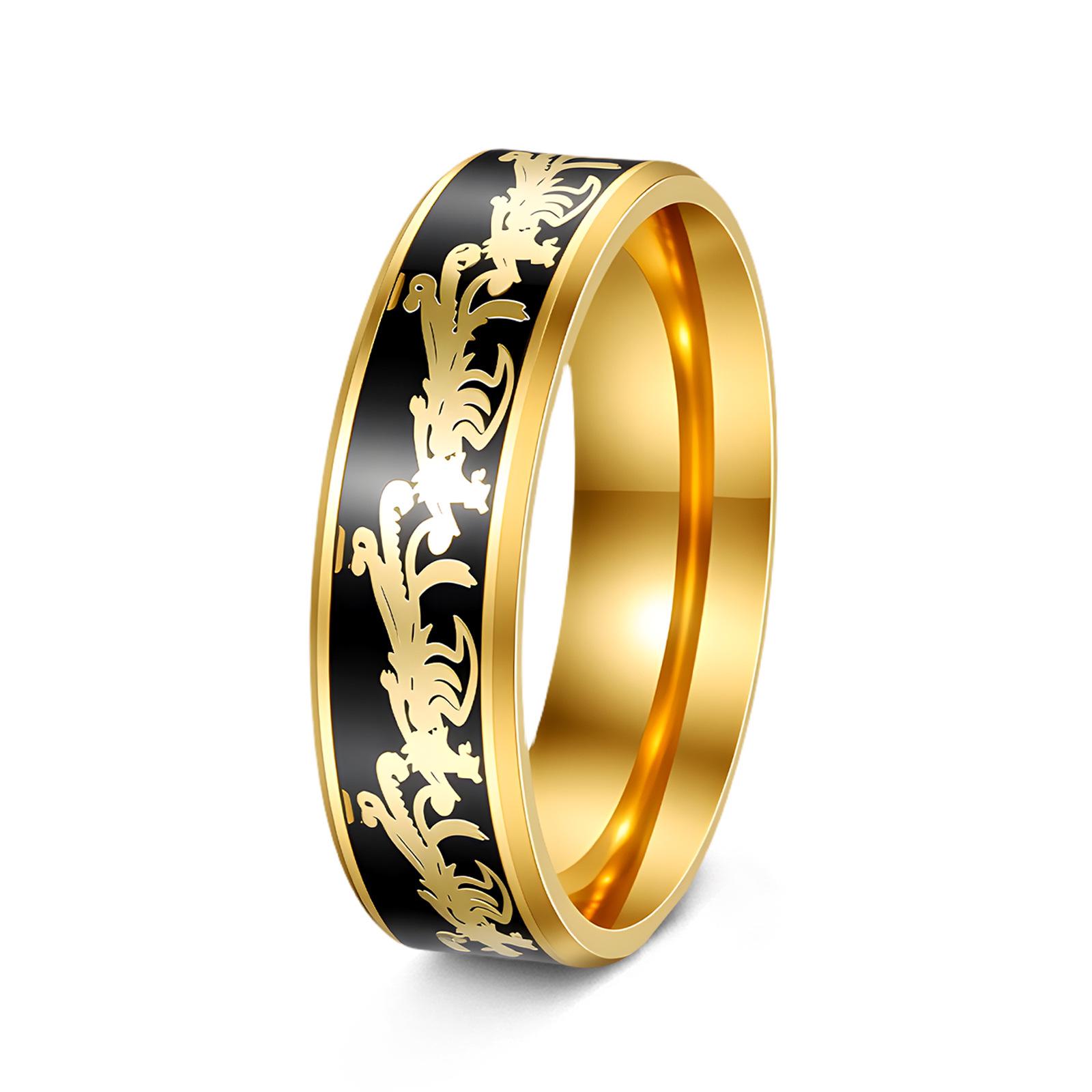 

Пурпурные кольца для пары из титановой стали с изображением дракона и феникса Size 12