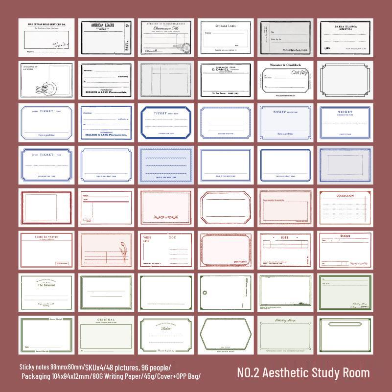Freehand Line Sticky Notes with Coffee Stain and Film Pattern for Journal Decoration No Specification