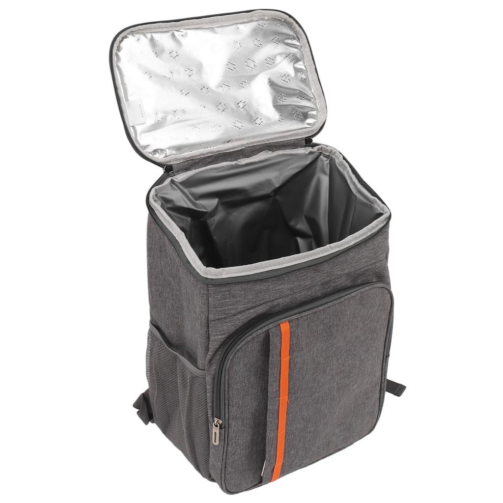 Thermal Insulated Food Delivery Backpack Oxford Cloth and PEVA 18L Grey Leakproof Cooler Backpack