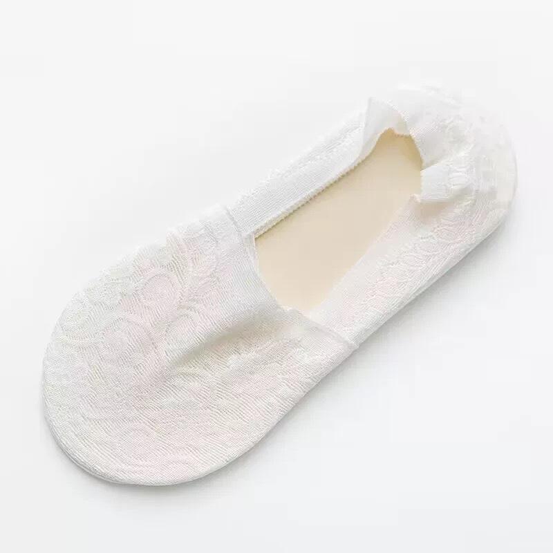 Spring/Summer Women's Breathable Jacquard Lace Boat Socks - Sweat-Absorbent, Thin, Low-Cut, Non-Slip Heel Grip, Invisible Design