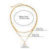 Fashion Luxury Stainless Steel Sequined Round Bead Chain Octagonal Star Zircon Pendant Double-layer Necklace for Women Jewelry