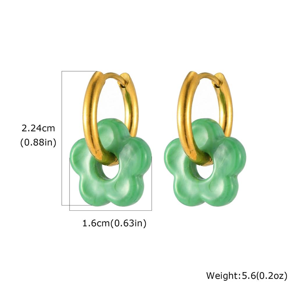 Wind colored flower earrings, copper earrings, niche women's accessories, Hua Lanxin 1073