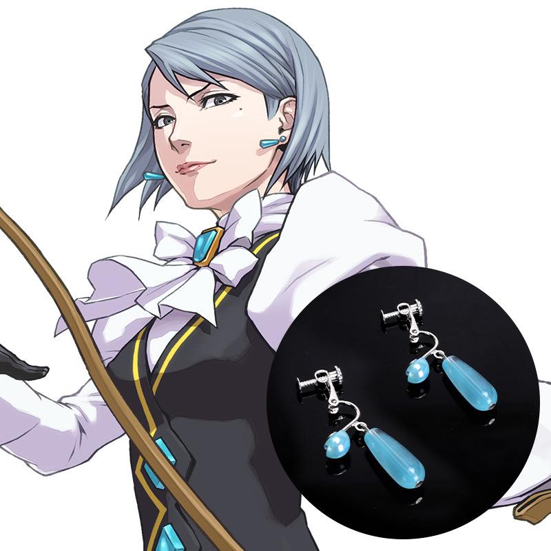 

Lord Saint Da Devil Hunter Ming Blue Glass Teardrop Ace Attorney Earrings 4CM