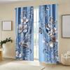2 Pcs Elegant Vintage Blue Floral & Butterfly Print Curtains – Rod Pocket Design for Bedroom Living Room Office Kitchen