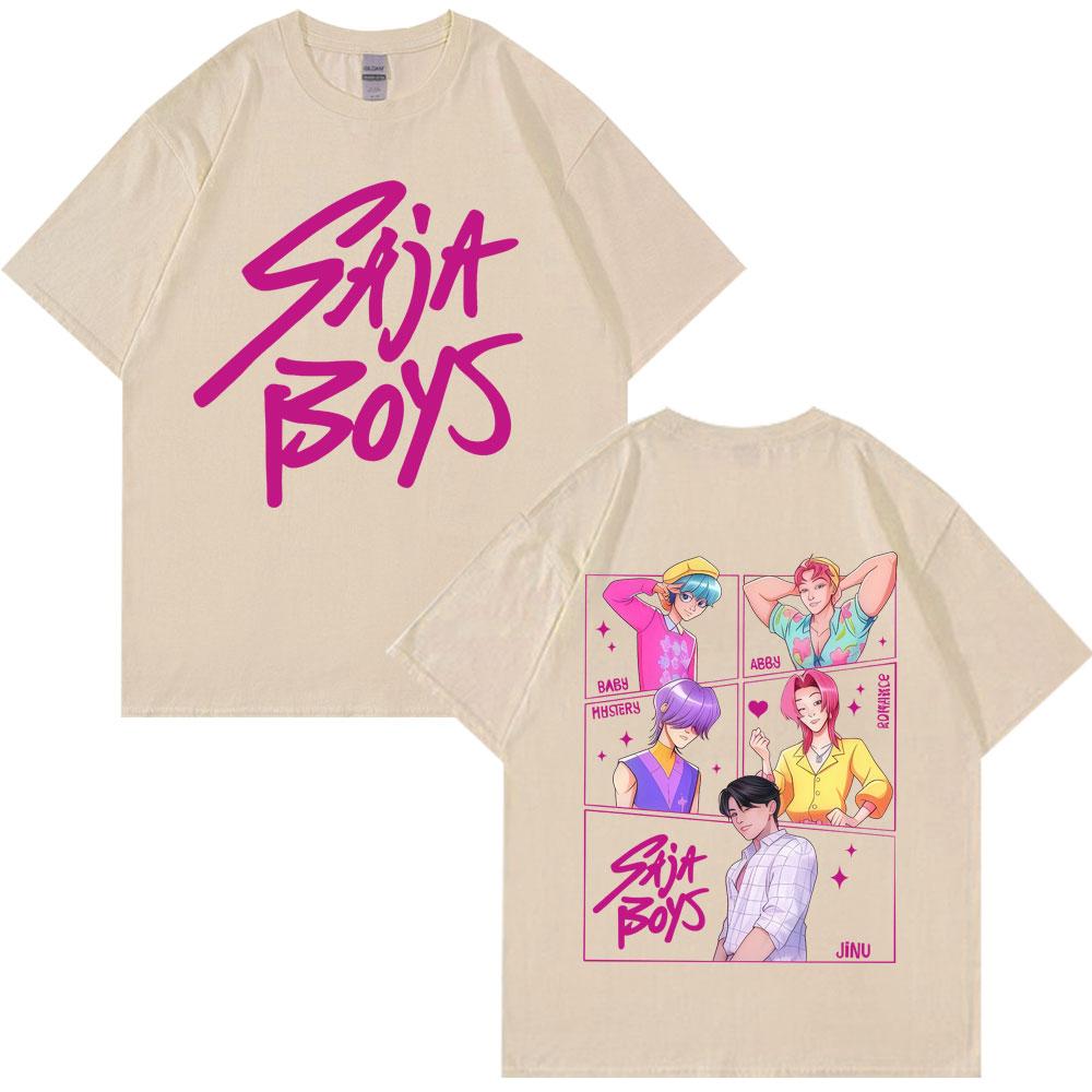New Movie Anime KPop Demon Hunters Saja Boys Tshirt Men Women Trend Harajuku Cosplay T Shirt Loose Cozy Cotton Casual T Shirts