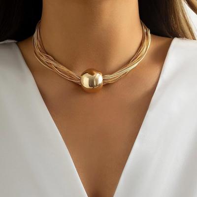 Exaggerated Pearl Pendant Clavicle Necklace with Trendy Multi-layer Hip-hop Metal Chain