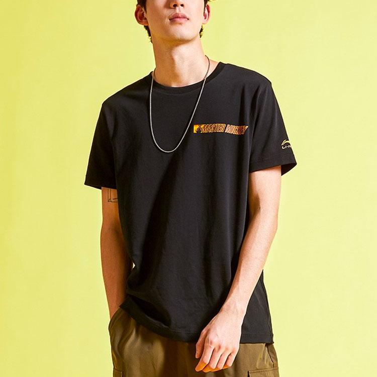 Men's Li-Ning Sports Fashion Collection T-Shirts Men's Black Crew Neck Moderate
