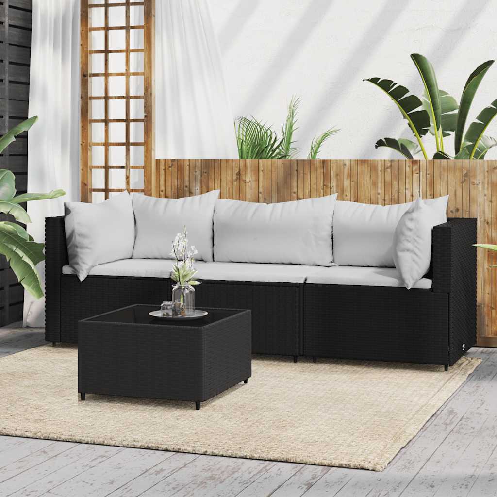 Vidaxl 4-Piece Lounge Set With Cushions, Poly Rattan