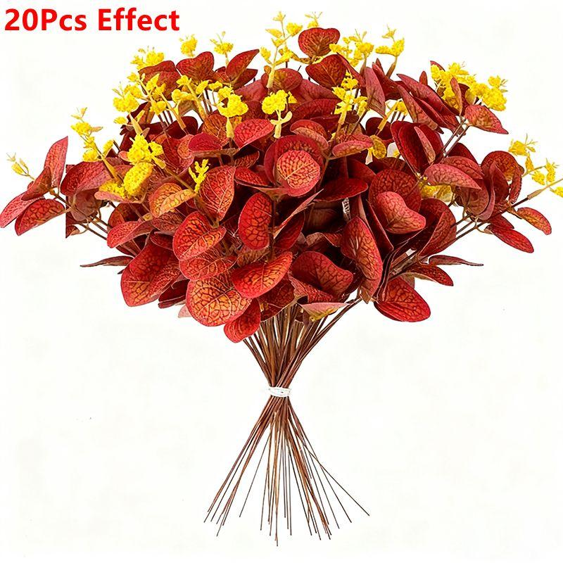 10/20Pcs Eucalyptus Leaves Fake Grass Festival Decoration Outdoor Home Room Wedding Decor Flowers Wreath DIY Artificial Plants