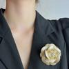 Portable Camellia Breastpin Flower Shape Lapel Pin Brooch for Women PU Leather Lapel Pin Fashionable Badge Jewelry