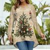 Damenmode Große Größe Rundhals Langarm Lässig Weihnachtsdruck Lose Pullover Top