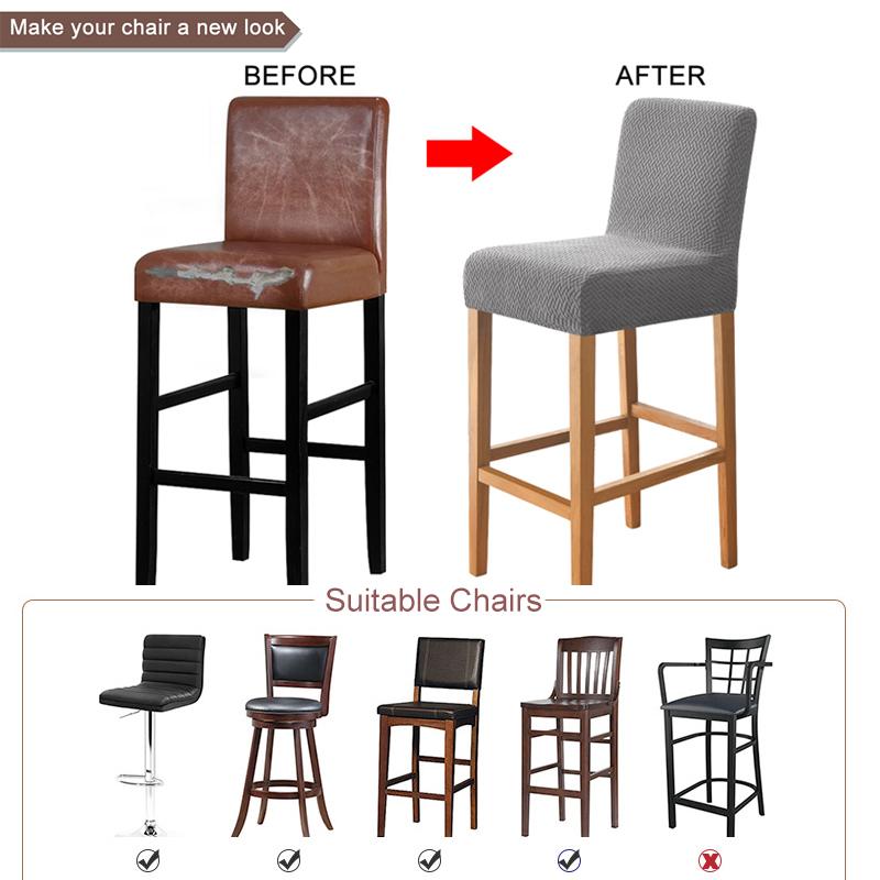 T -Jacquard Elastic Short Back Chair Cover Stretch Bar Stool Covers For Cafe Home Anti -Dirty Anti -Scrath S Size Seat Slipcovers
