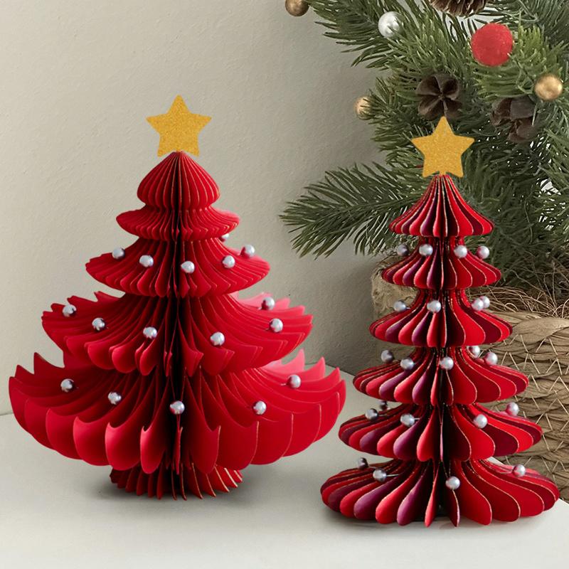 Paper Honeycomb Christmas Tree Merry Christmas Decoration Ornament New Year 2026 Party Favors Navidad Supplies Xmas Tree