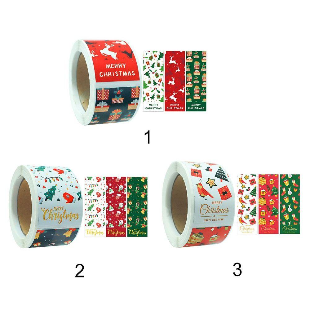 Year Gift Box Wrapping Merry Christmas Stickers Greeting Tags Sealing Labels Santa Claus Snowman