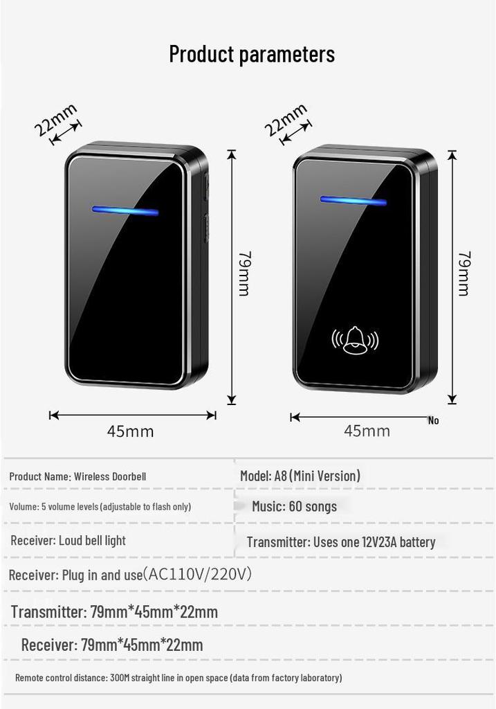 Ultra-Long Range Wireless Doorbell with Remote Entry Control and One-to-One Call Button for Home, Elderly, and Patients