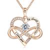 Cross-Border New Style Micro-Inlaid Zircon Infinite Heart-Shaped Copper Link Chain Necklace Twelve Birthstone Pendant Fashion