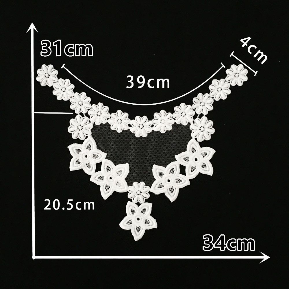 Bílá I Mléčné hedvábí Výšivka Dutý límec Šicí krajka DIY Dekorace s oděvními doplňky Límcové doplňky