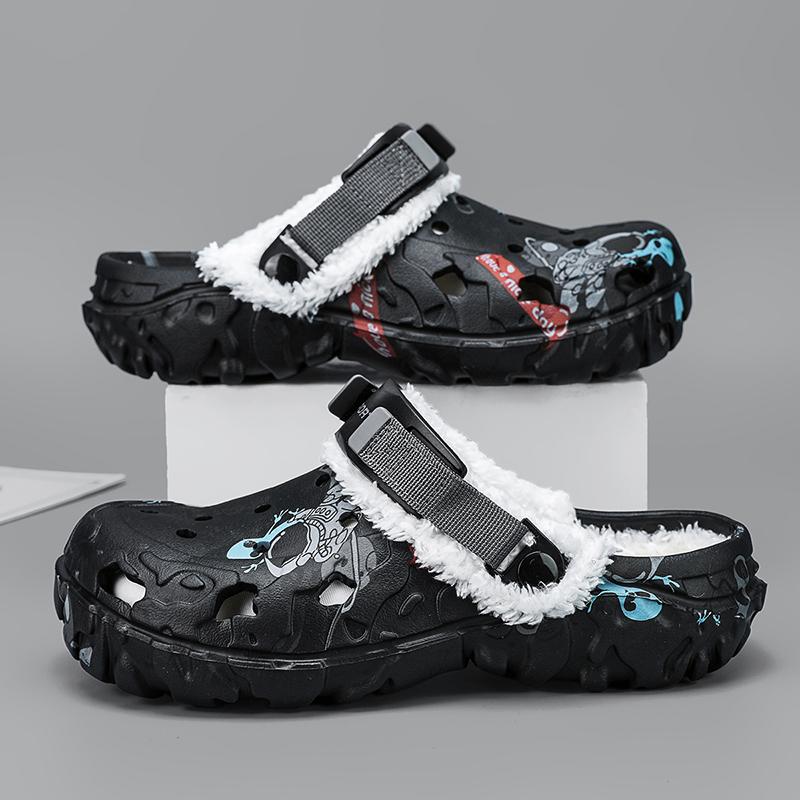 Módní unisexové zimní pánské pantofle pro dospělé, klasické podšité dřeváky, voděodolné kuchařské boty, sametové pantofle pro páry, ležérní teplé boty