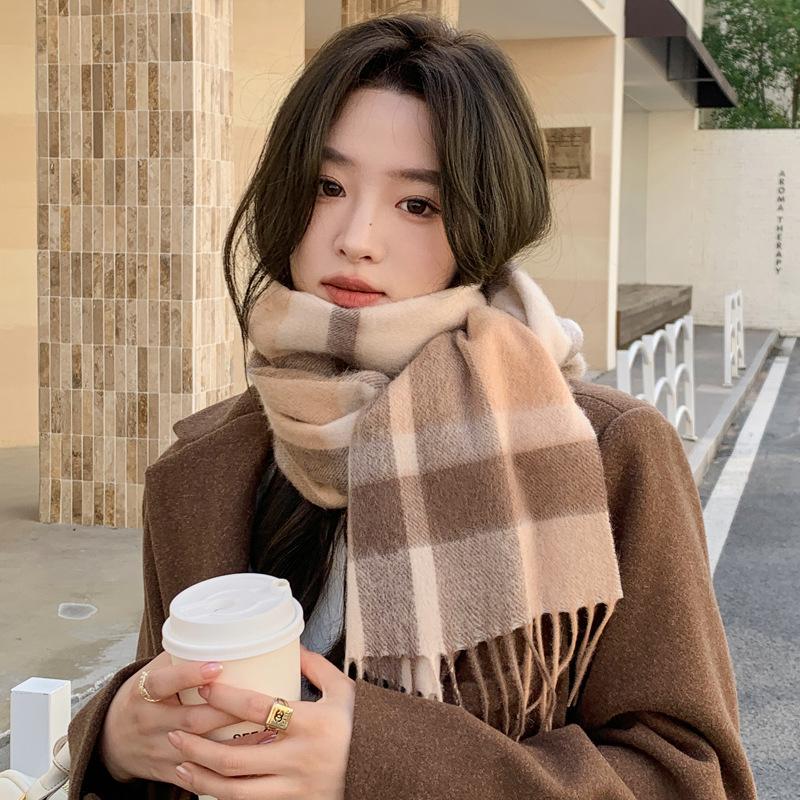 Atmosphere pure wool plaid scarf retro men and women couples high-grade thickened winter warm scarf