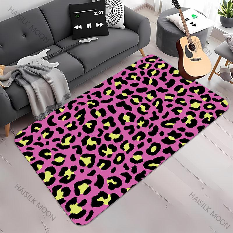 Neue Regale!Bunter Teppich mit Leopardenmuster, Wohnzimmer Schlafzimmer Bürobereich Kinderzimmer Teppiche, Rutschfeste Maschinenwaschbare Matte