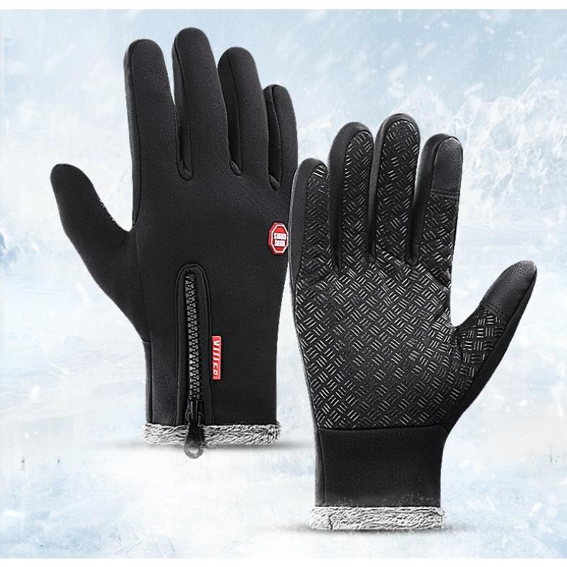 Outdoor windproof winter velvet thickened warm men's and women's sports bicycles cycling skiing touch screen non-slip gloves