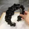 Korean Style Black Wide-Brimmed Satin Pleated Headband for Face Washing