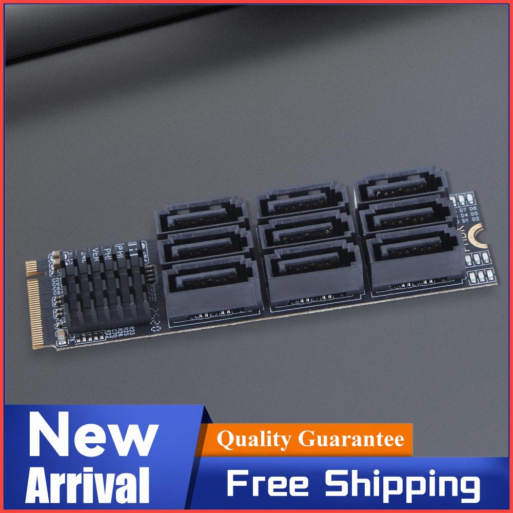 M.2 M KEY Nvme To 9 Ports SATA 3.0 Adapter 6Gbps M.2 NVME To SATA 3.0 Converter PCIE 3.0 X2 Hard Disk Capacity for Desktop