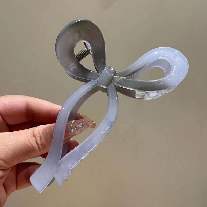 Simple Hollow Streamer Bow Ties Oil Dripping Plastic Hair Claw Clip Hairpin Hair Accessories for Women