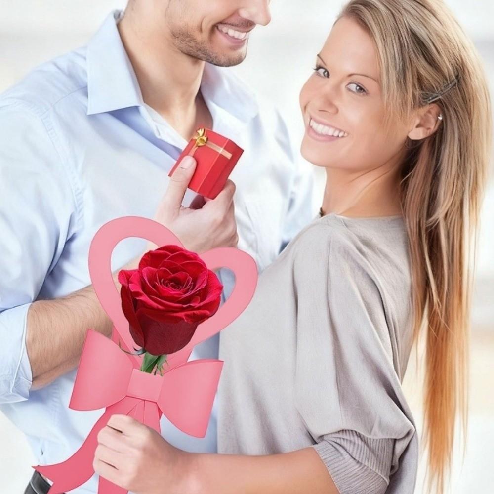 Handheld Flower Packaging Box Romantic Paper Bowknot Rose Flower Box Portable Decorative Flower Arrangement Box Party Decor