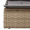 Double Sun Lounger with Canopy and Cushions Beige Poly Rattan