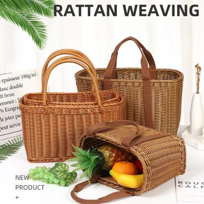 Decor Lightweight Storage Basket Rattan Materia Large Size Laundry Basket Durable With Handle Flower Basket Indoor Use