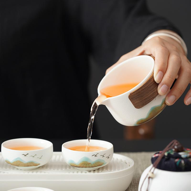 Xiaoyanhe Travel Tea Set Portable Kung Fu Tea Set Camping Travel Kuaike Cup Real Estate Business Souvenir