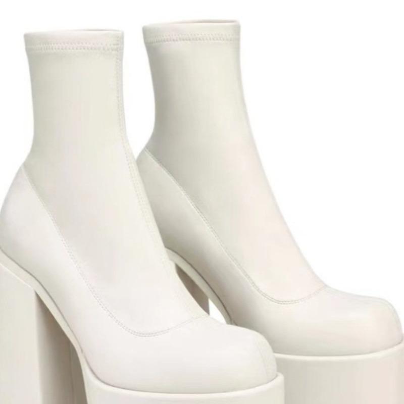 Fashion 2025 New Fashionable Short Boots for Women,square Toe Waterproof Platform,high Heels,thick Soled Women's Boots 35-43 Botas Mujer