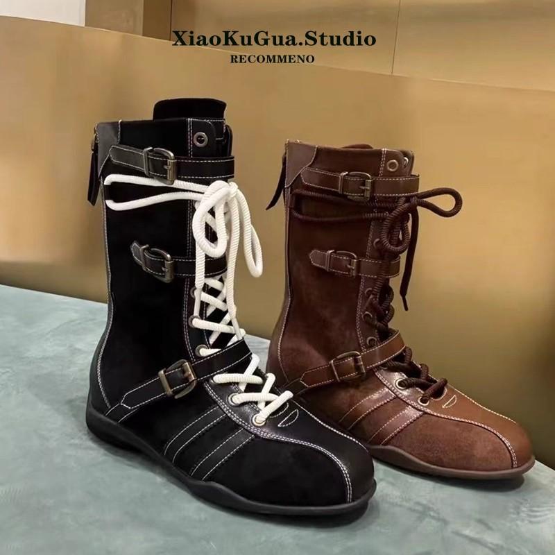 Niche Retro Platform Boots Women's 2025 New Autumn Versatile Belt Buckle Martin Boots Strap Short Boots Boxing Boots
