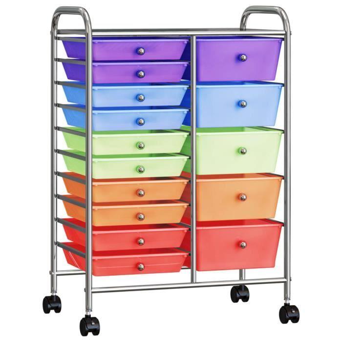 VidaXL Chariot rangement mobile à 15 tiroirs XXL Multicolore Plastique