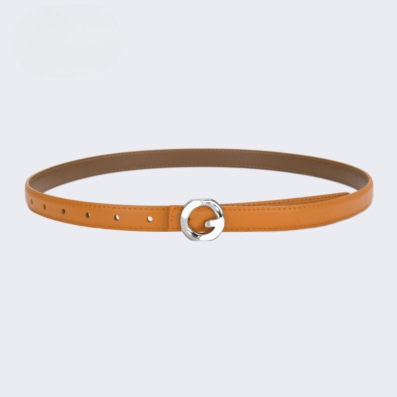 Genuine Leather Belt for Women Summer Decorative Jeans Trousers Versatile Fashion Black Simple Delicate Retro Ins Style Belt