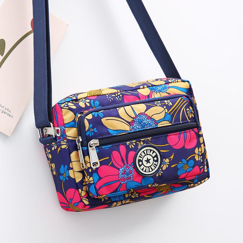Wholesale New Flower Cloth Bag Oblique Span Bag Middle-aged and Elderly Bag Stall Night Market Oxford Cloth Shoulder Bag Women's Bag Canvas Bag