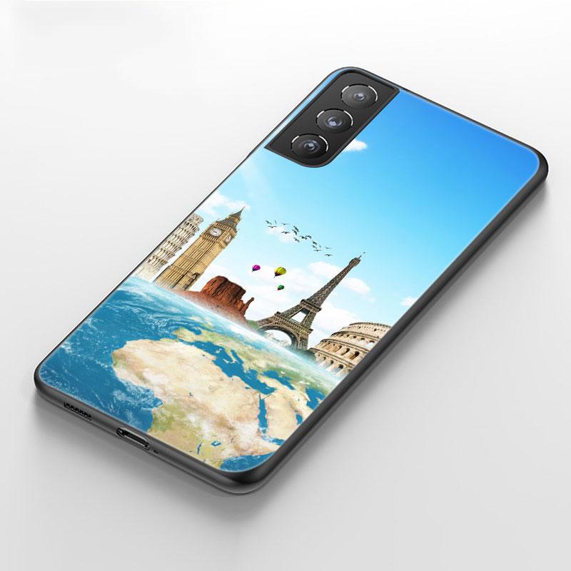 Lustige Reisekarte Handyhülle für Samsung Galaxy S20 S21 FE S10 Lite Note 20 10 Lite S8 S9 S10E S10 Plus Ultra Schwarz Weiche Hülle