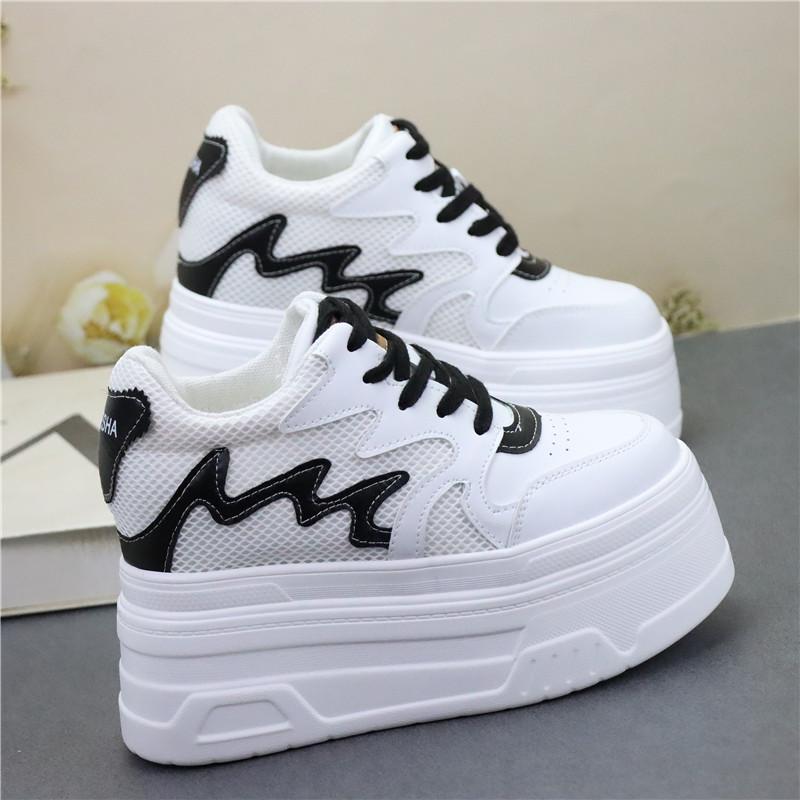 Fashion 10CM Thick Soled Women's Vulcanize Shoes Retro Platform Ladies Leisure Sneakers 12CM High Wedges Chunky Female Footwear 34-39