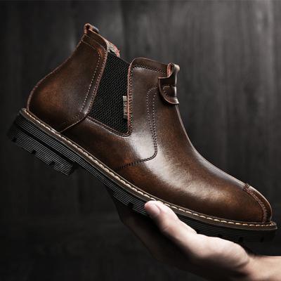 Autumn Winter Men Fashion Boots Genuine Leather Boots Casual High Boots Chelsea Boots