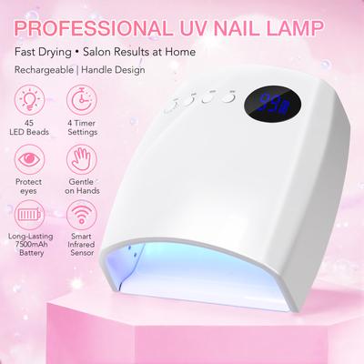 DianaBeauty UV LED Nagellampe Wiederaufladbar Kabelloser Nageltrockner mit 4 Timer-Modi UV-Licht für Maniküre mit 7500mAh Akku