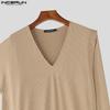 INCERUN Autumn Men Long Sleeve Fake Two-piece Layers Rib Long Casual Tops Pullovers