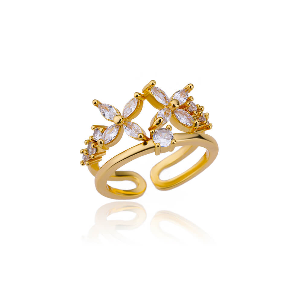Luxury Zircon Butterfly Rings For Women Stainless Steel Gold Color Open Ring 2025 New Fashion Wedding Couple Zircon Gift