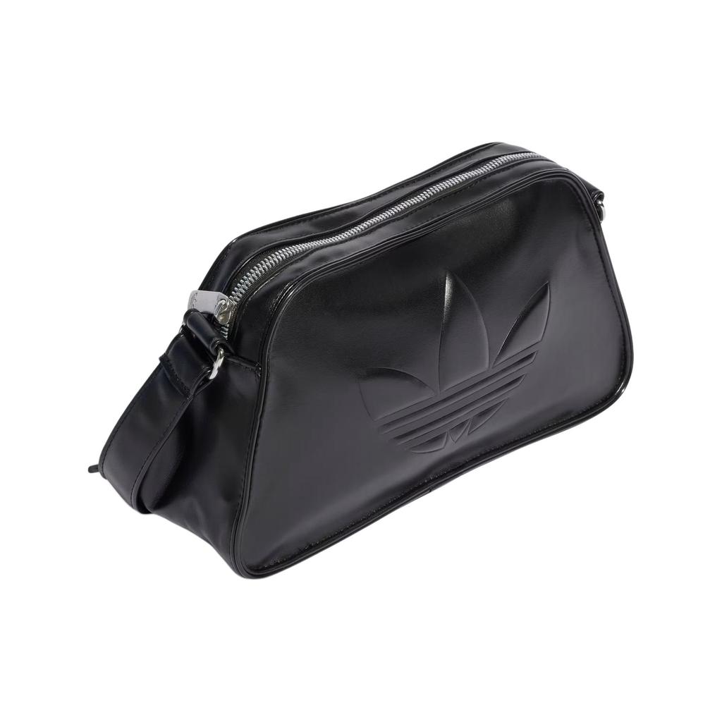 New Adidas Originals Polyurethane Embossed Trefoil Shoulder Bags Black IT7380