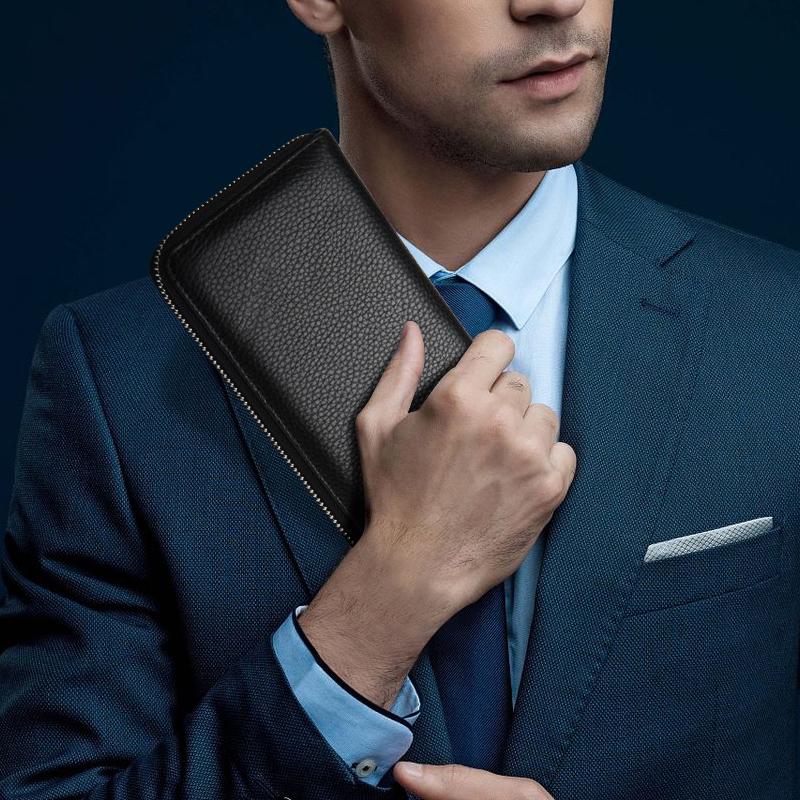 New Men's Wallet European and American Leather First Layer Cowhide Coin Purse Long Clutch Bag Business Gift Small Bag